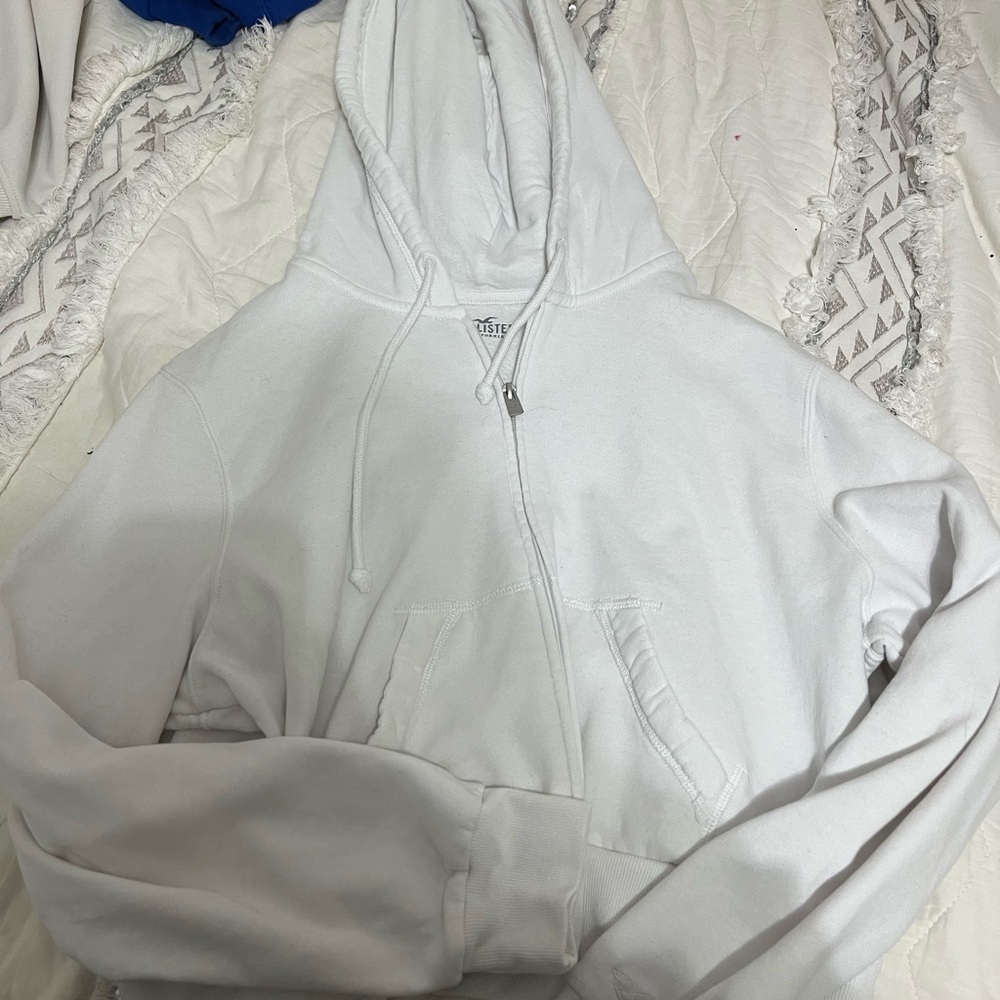 Hollister Classic White zip up Hoodie